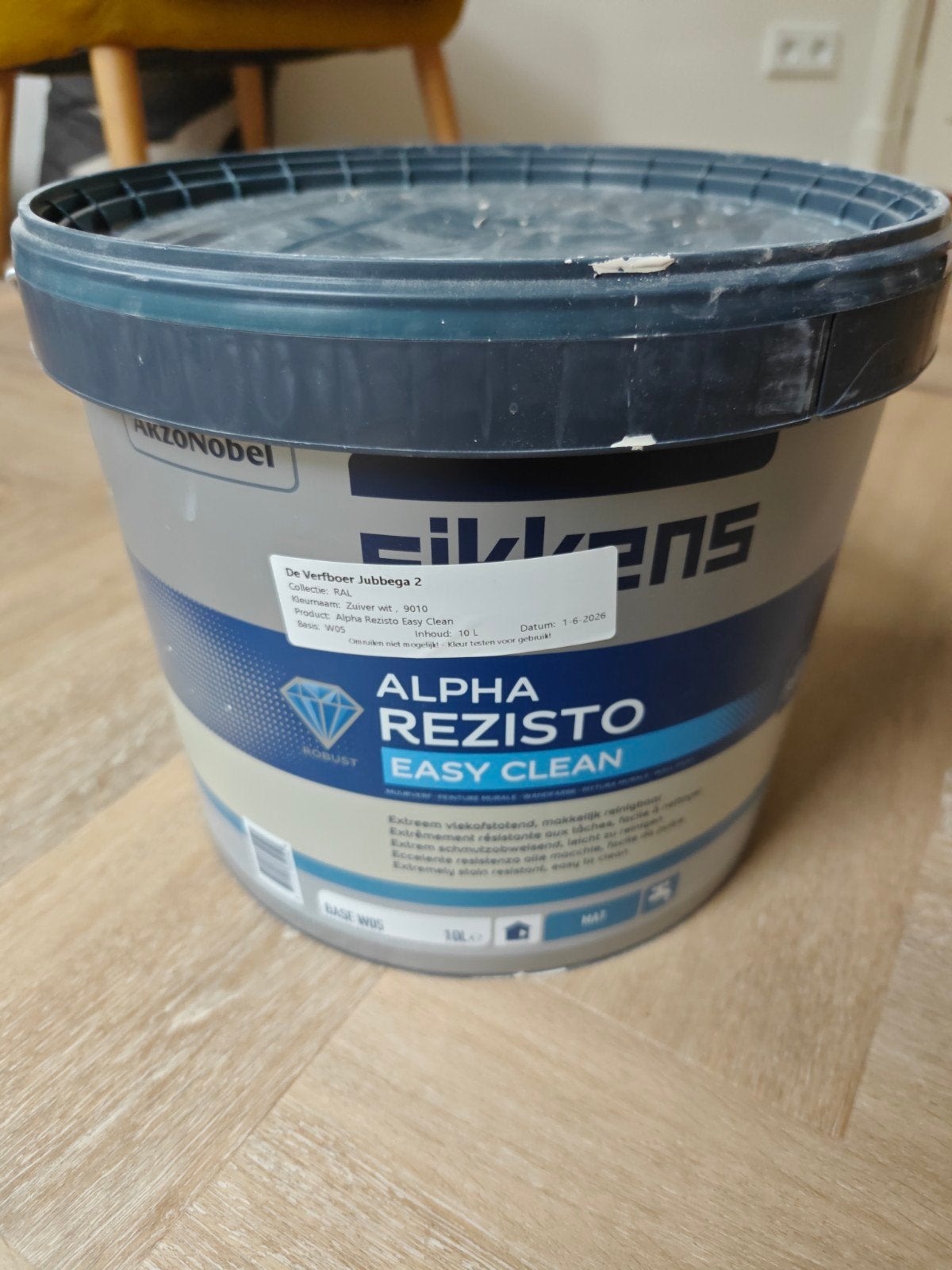 Sikkens Alpha Rezisto Easy Clean RAL 9010 Muurverf 10L, Doe-het-zelf en Verbouw, Verf, Beits en Lak, Nieuw, Verf, 10 tot 15 liter