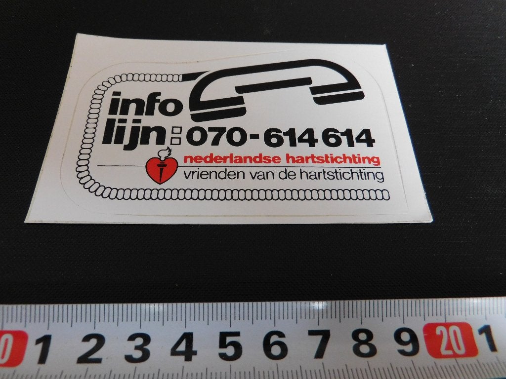 sticker Nederlandse Hartstichting info lijn 070-614614, Verzamelen, Ophalen, Zo goed als nieuw