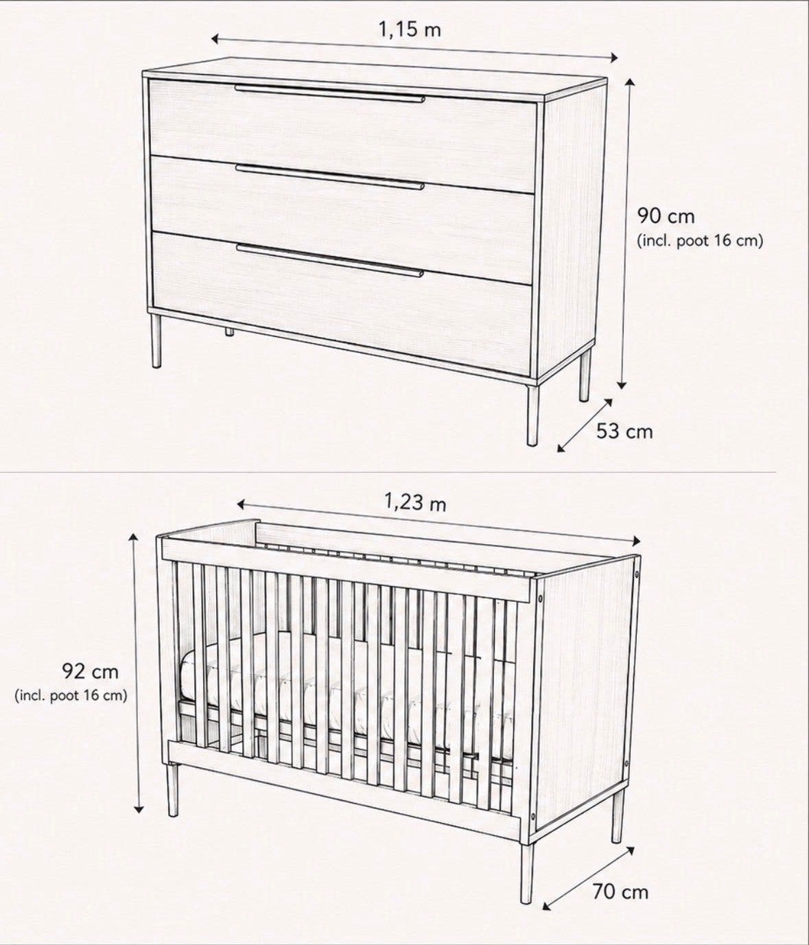 Foto 6 van Commode met marmerlook blad, evt. met ledikant