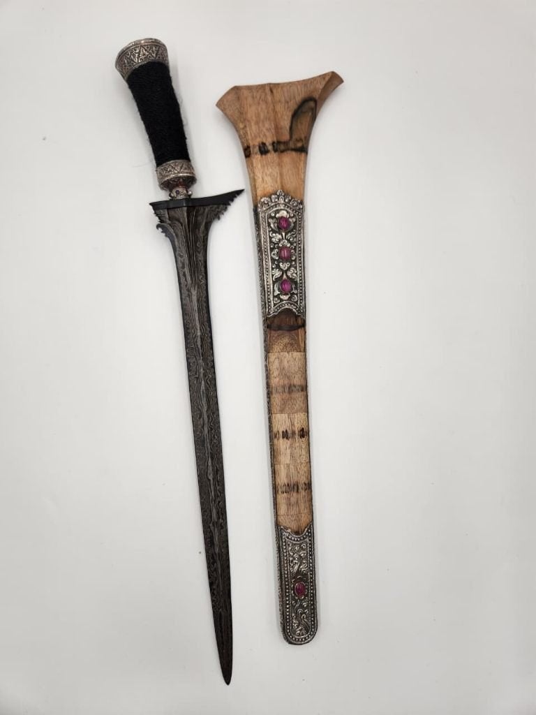 Keris Bali Lurus Pamor Untu Walang Timoho Paardenhaar KTC41, Verzenden, Overige materialen, Indonesië, Wapen