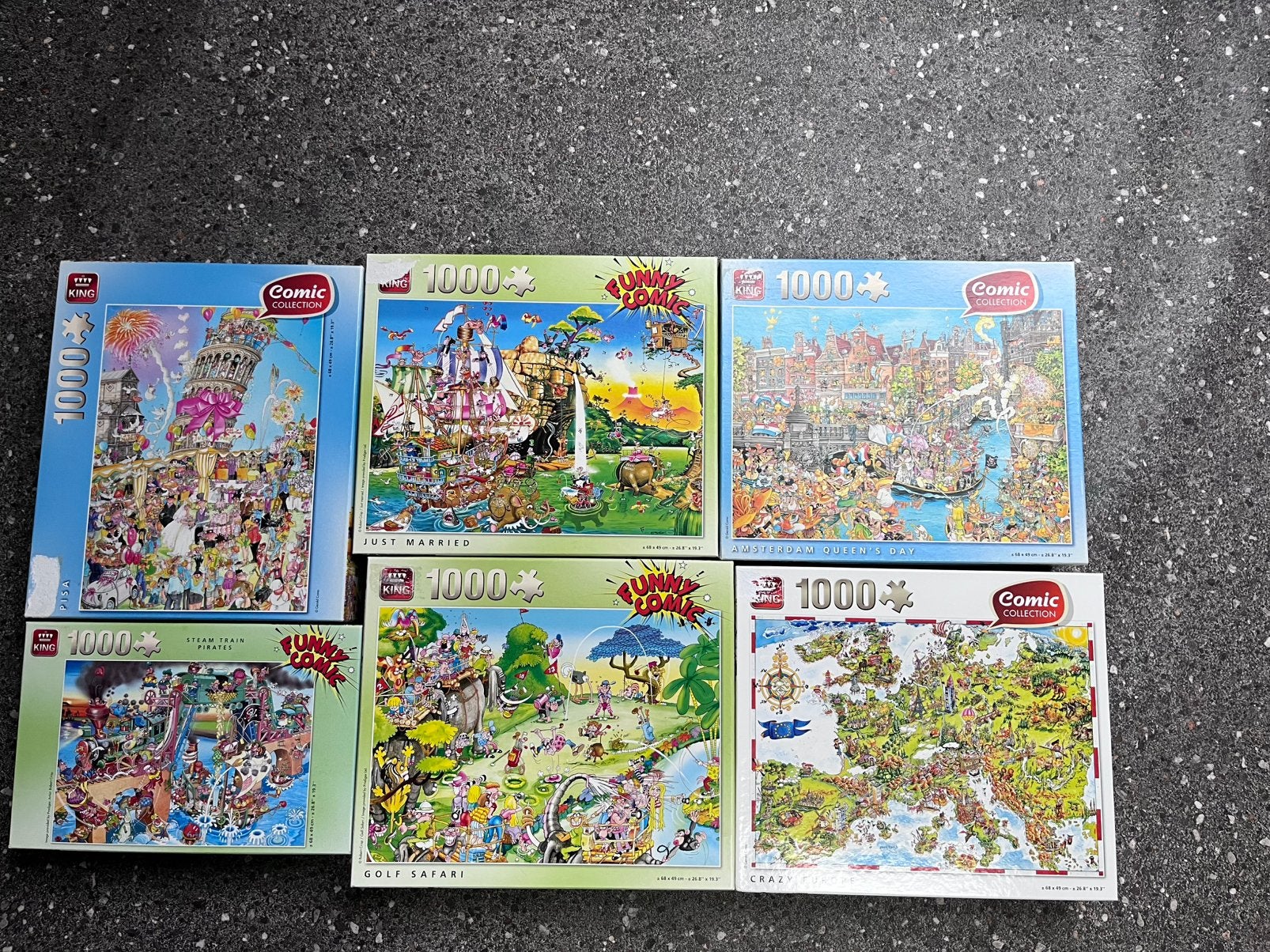 6 x comic puzzels 1000 stukjes, Ophalen of Verzenden, 500 t/m 1500 stukjes, Zo goed als nieuw, Legpuzzel