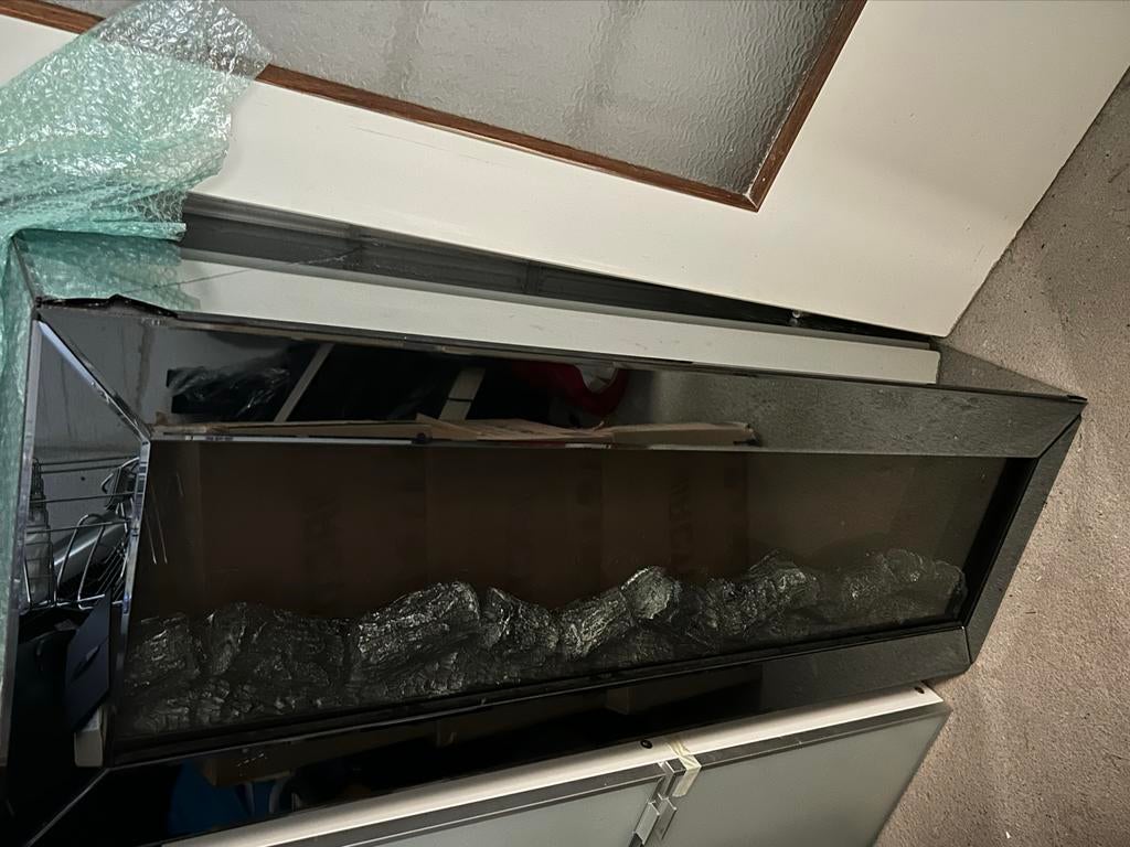 Openhaard tv kast, Ophalen, Gebruikt, 100 tot 150 cm, Glas