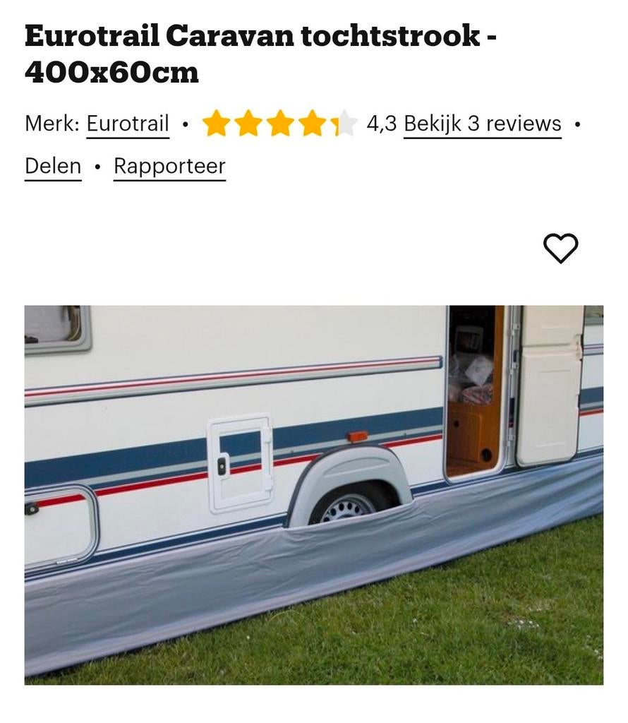 Eurotrail Caravan tochtstrook - 400x60cm, Ophalen