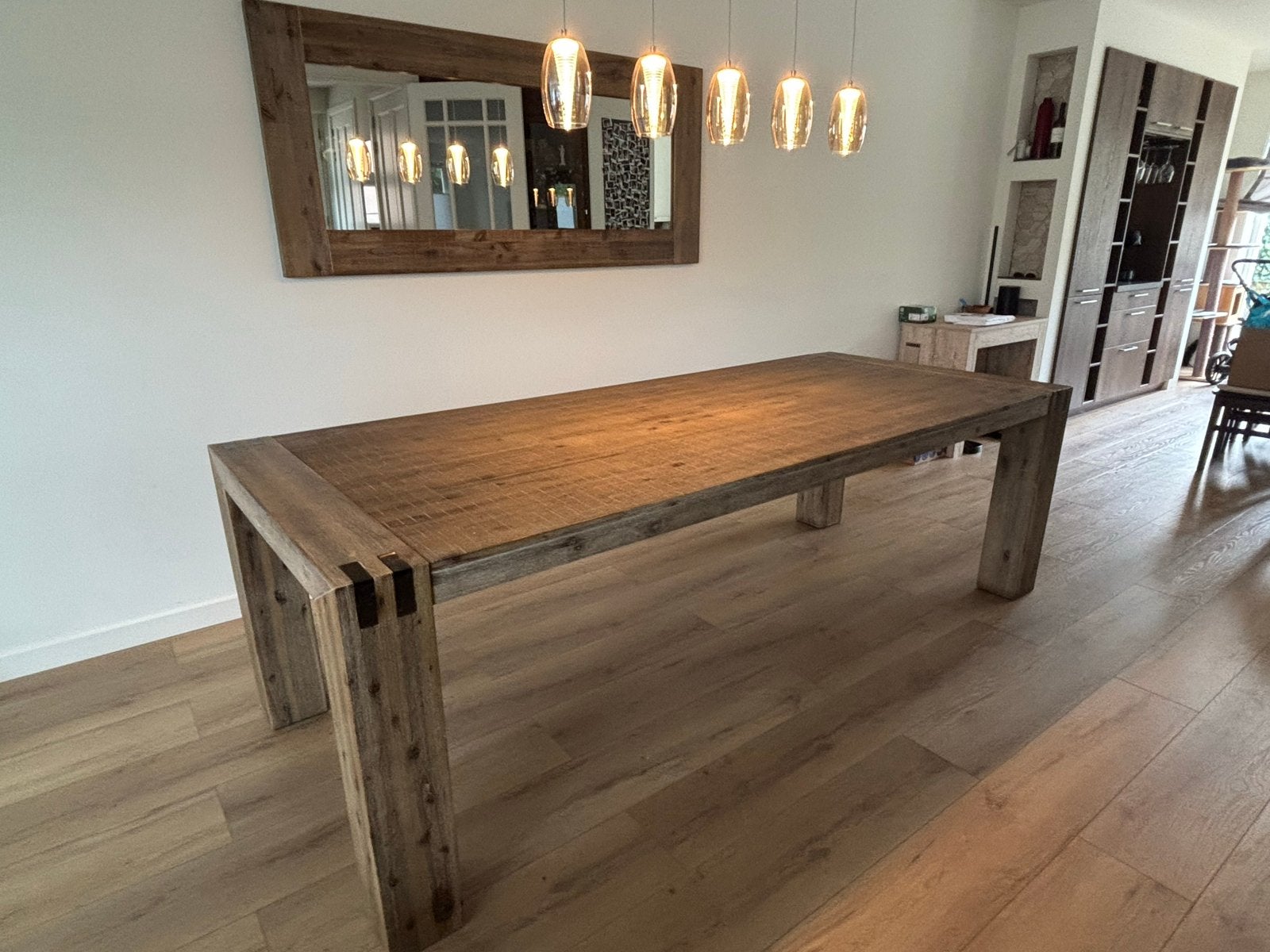 Pronto Wonen 'Bassano' Eettafel & Grote Spiegel Set, Ophalen, 100 tot 150 cm, 200 cm of meer, Zo goed als nieuw