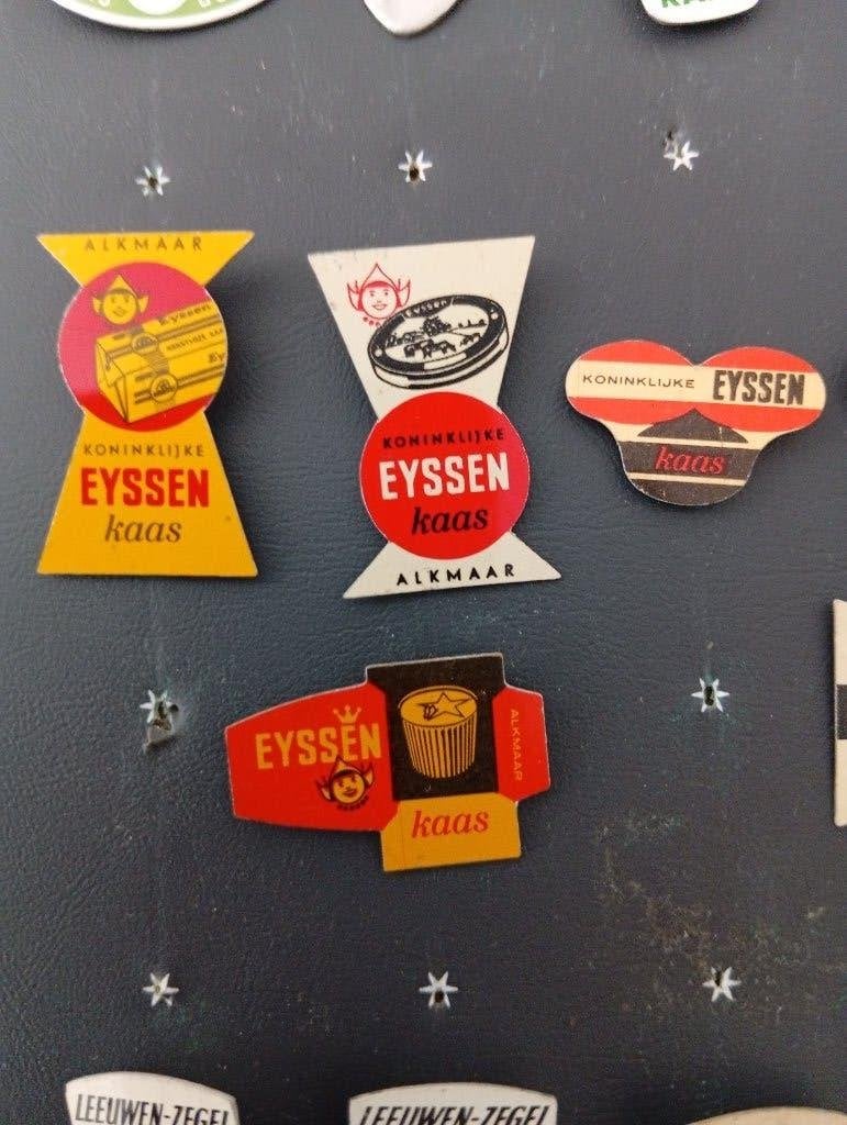 Eyssen kaas speldjes metaal (blik) 10 stuks, Ophalen of Verzenden, Gebruikt, Merk, Speldje of Pin