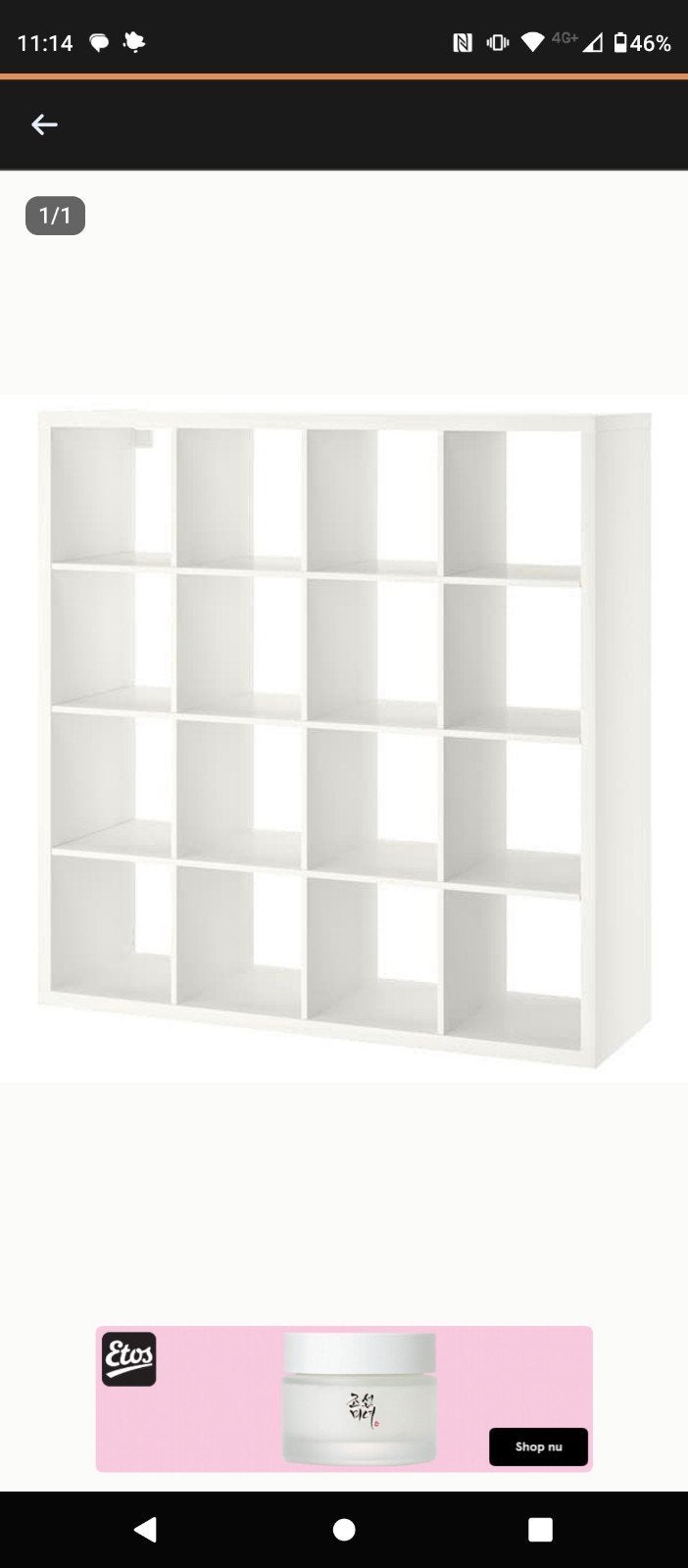 Ikea vakkenkast Expedit wit 4*4 vakken, Ophalen, Gebruikt, 50 tot 100 cm, Minder dan 100 cm