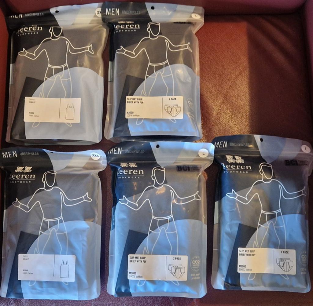Beeren 6 slips L en 2 singlet XXL donkerblauw, Verzenden, Blauw, Beeren Bodywear, Slip