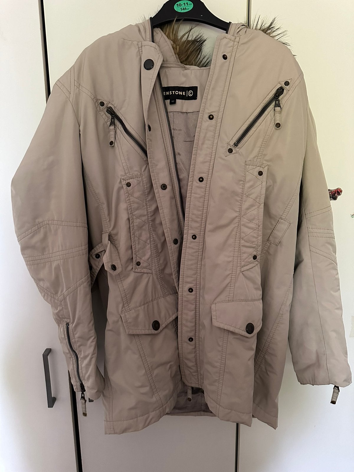 Greenstone dames jas met bonte capuchon, Kleding | Dames, Jassen | Winter, Ophalen of Verzenden, Zo goed als nieuw, Maat 38/40 (M)