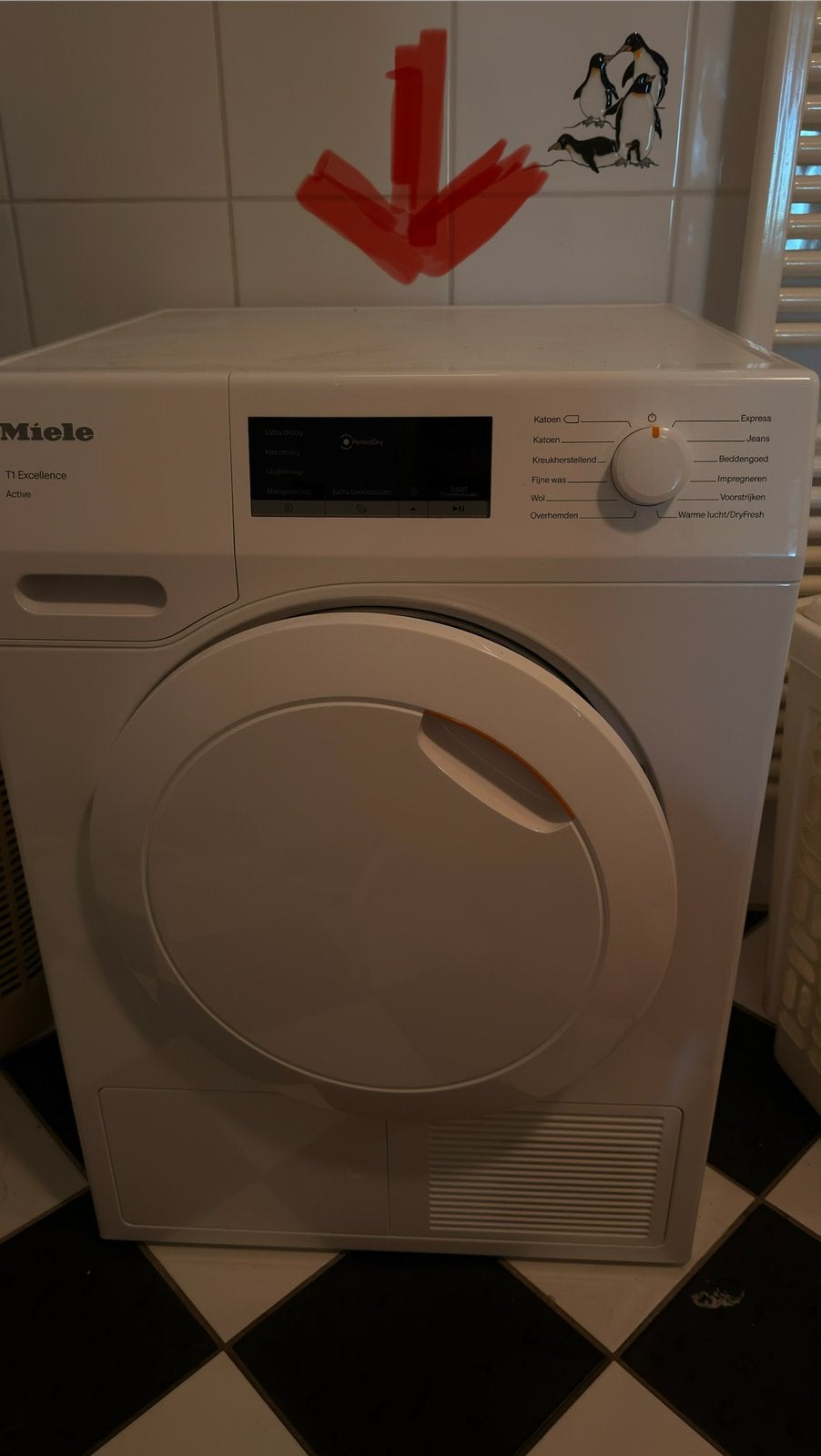 Miele wasdroger T1 Excellence Active, Ophalen, 6 tot 8 kg, Zo goed als nieuw, 85 tot 90 cm