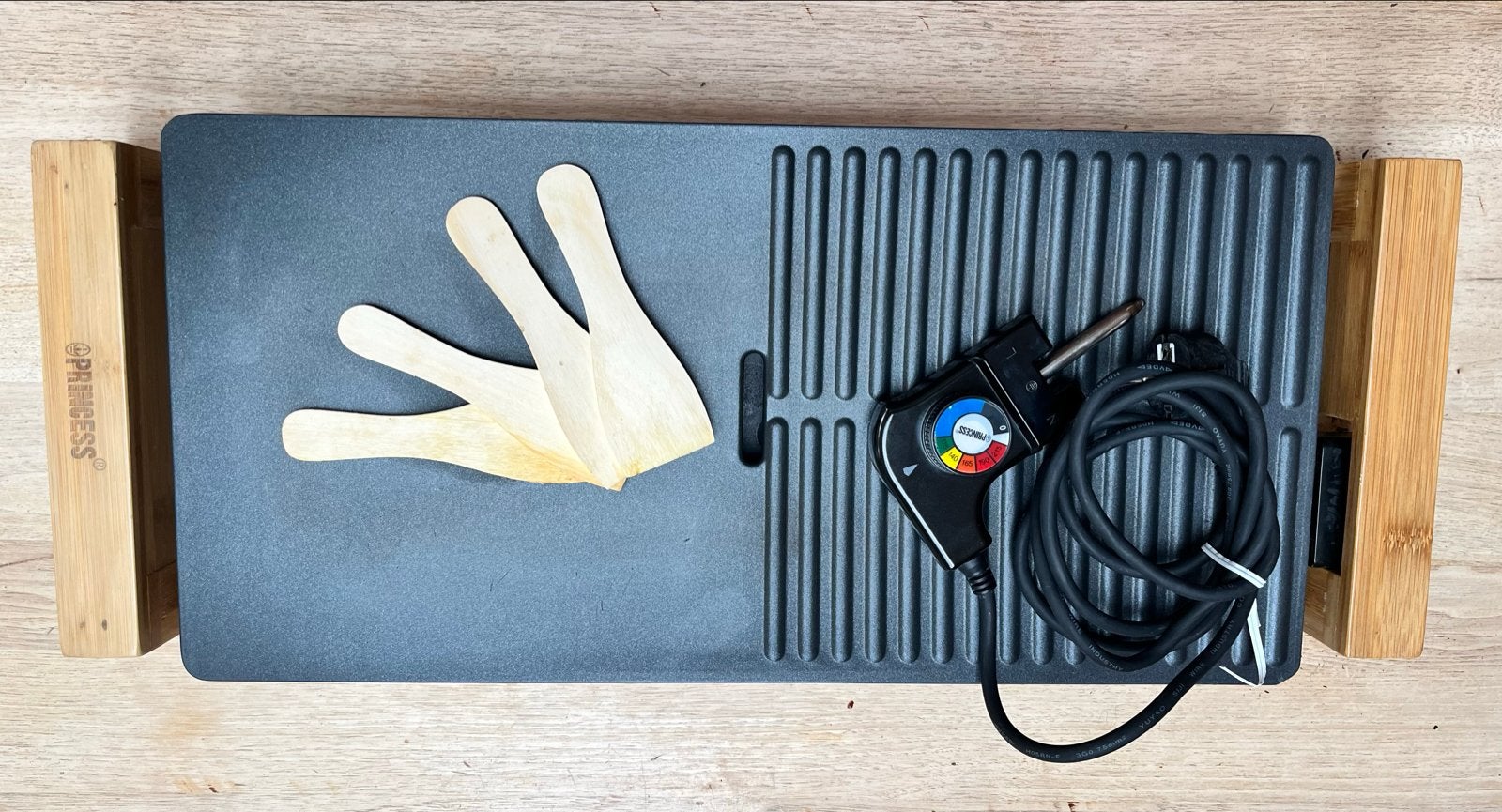 Princess Gourmet Grillplaat met Bamboe Handvatten, Ophalen of Verzenden, Zo goed als nieuw, 4 t/m 7 personen