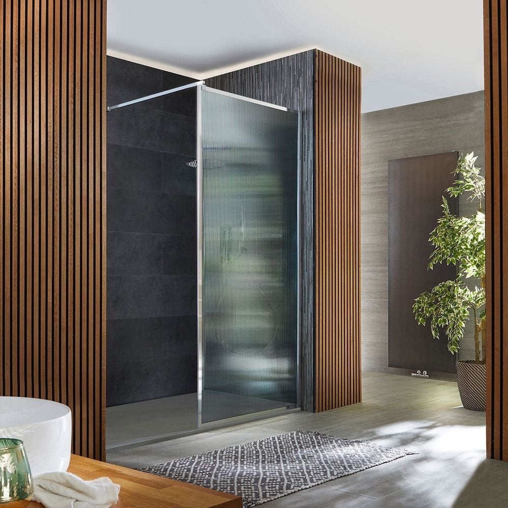 Douchewand Geribbeld glas 70cm - Chrome Frame (NIEUW), Ophalen, Nieuw, Glas, Douche