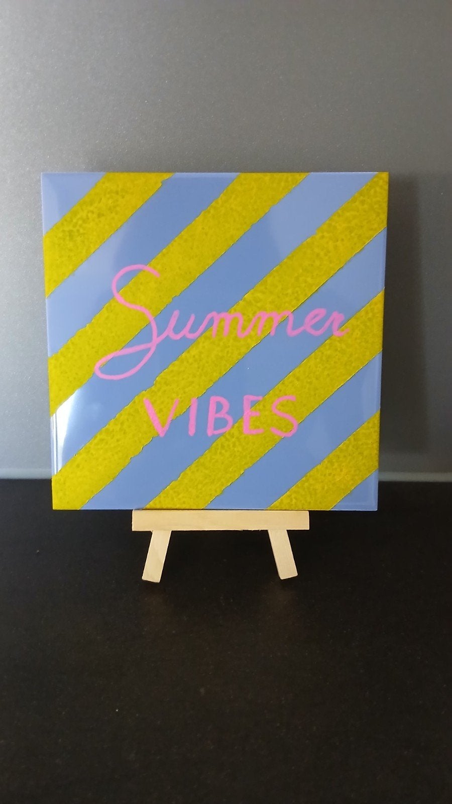 Tegeltje met spreuk "Summer Vibes" - Decoratief, Ophalen, Nieuw, Handgemaakt, Tegeltje