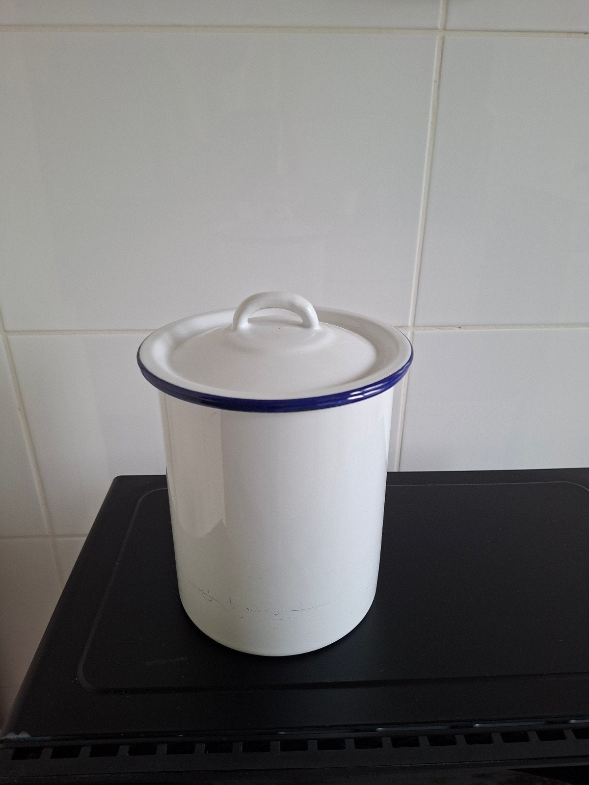 emaille opbergpot/ bus met deksel, Ophalen of Verzenden