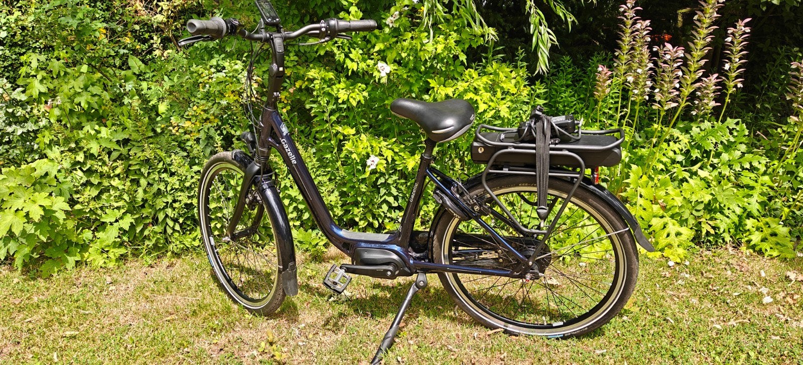 Gazelle elektrische damesfiets, lage instap, 1076km, Ophalen of Verzenden, Zo goed als nieuw, Minder dan 47 cm, 50 km per accu of meer