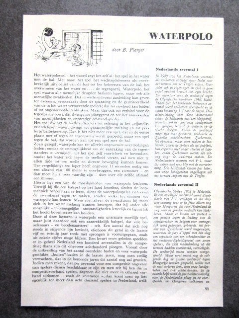 Knipsels en artikelen 1954 over waterpolo, Ophalen of Verzenden, 1940 tot 1960, Knipsel(s)