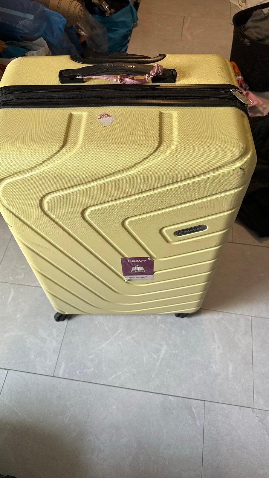 Gele Cavallet Koffer - Ideaal voor Reizen, Gebruikt, Hard kunststof, 35 tot 45 cm, Uitschuifbare handgreep