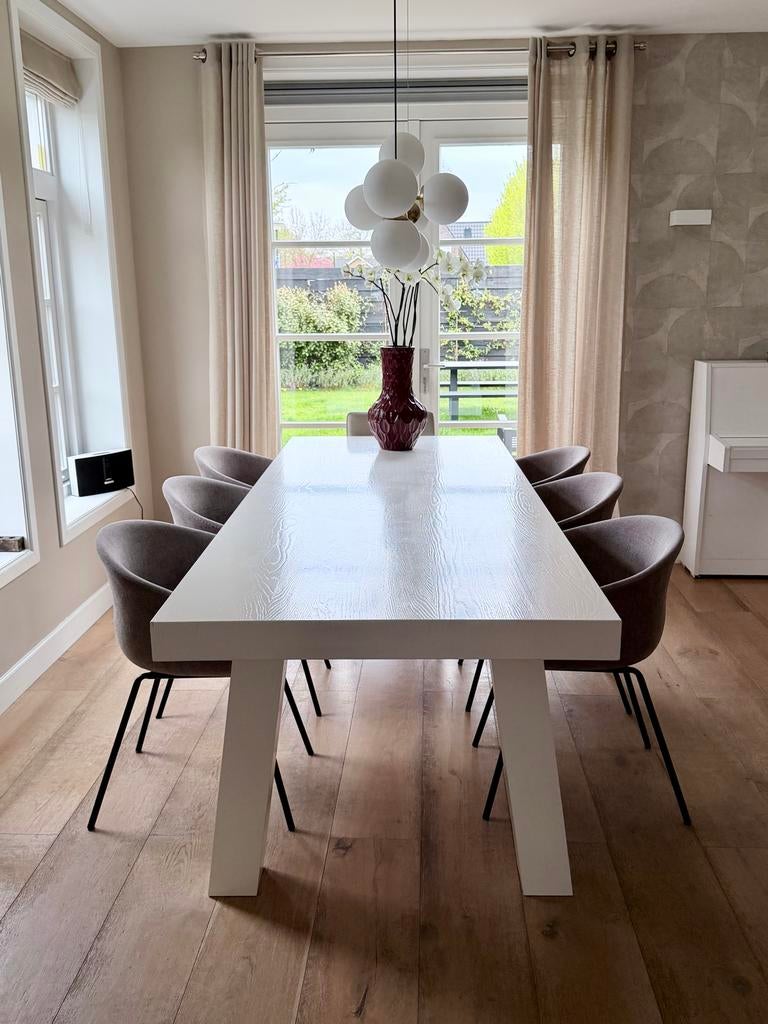Big Top Eettafel Keijser & Co Wit Eikenhout 260x100x78, 100 tot 150 cm, Eikenhout, 200 cm of meer, Ophalen of Verzenden