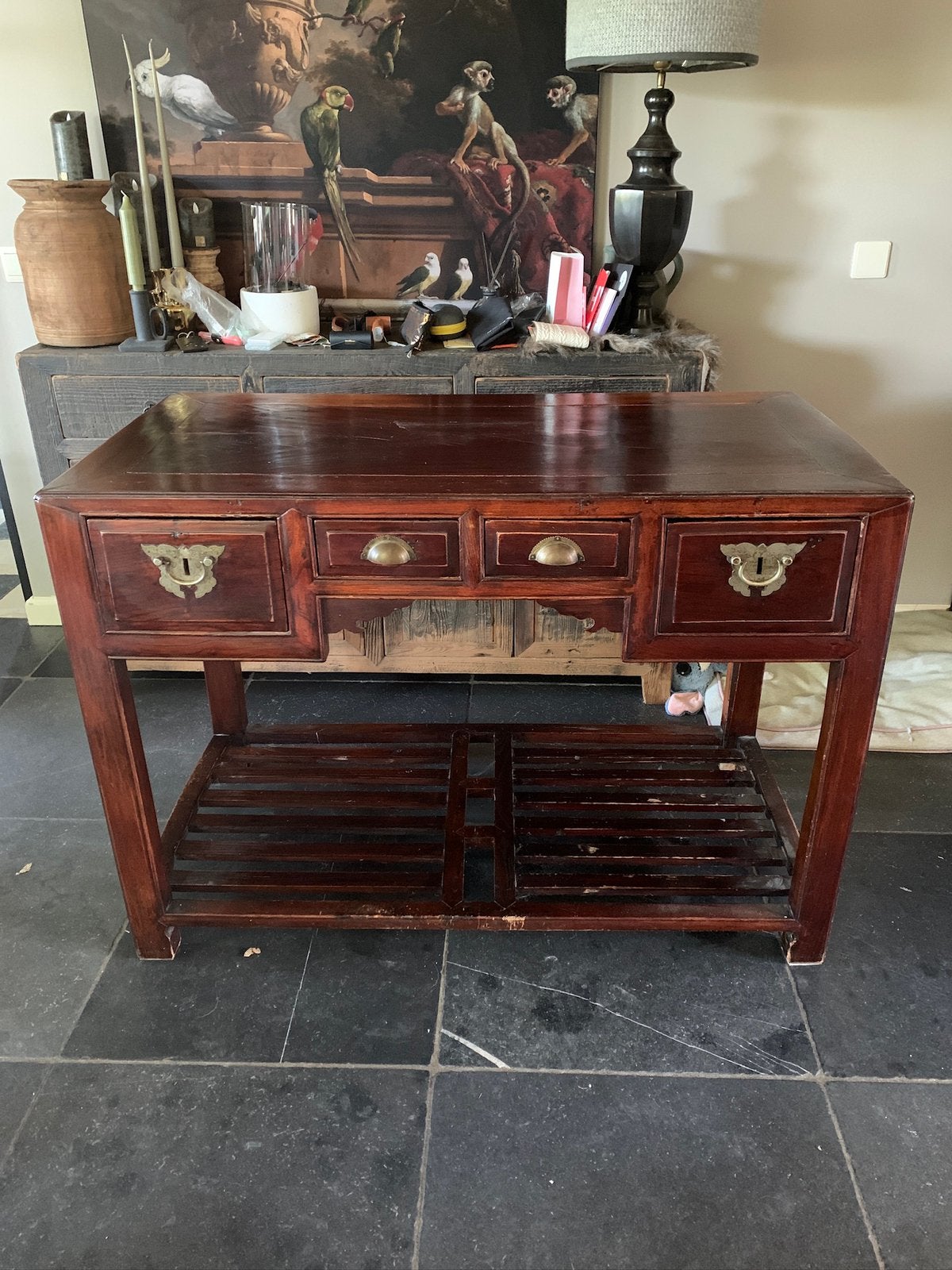 Klassiek dressoir, Ophalen, 100 tot 150 cm, Teakhout, Zo goed als nieuw