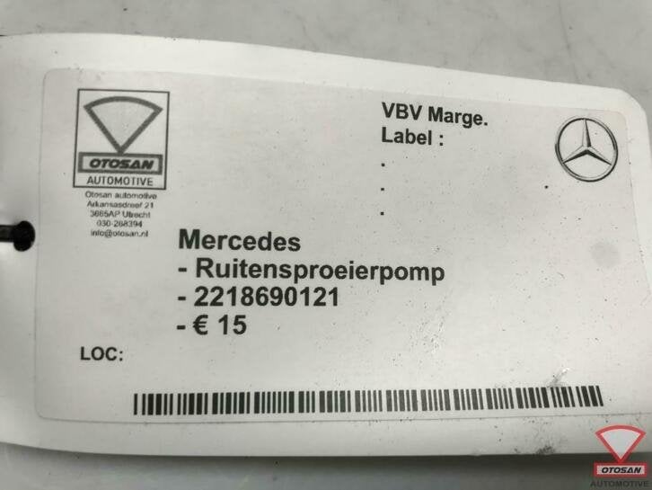 mercedes ruitensproeierpomp 2218690121, Gebruikt, Mercedes-Benz AG, Mercedes-Benz, Ophalen of Verzenden