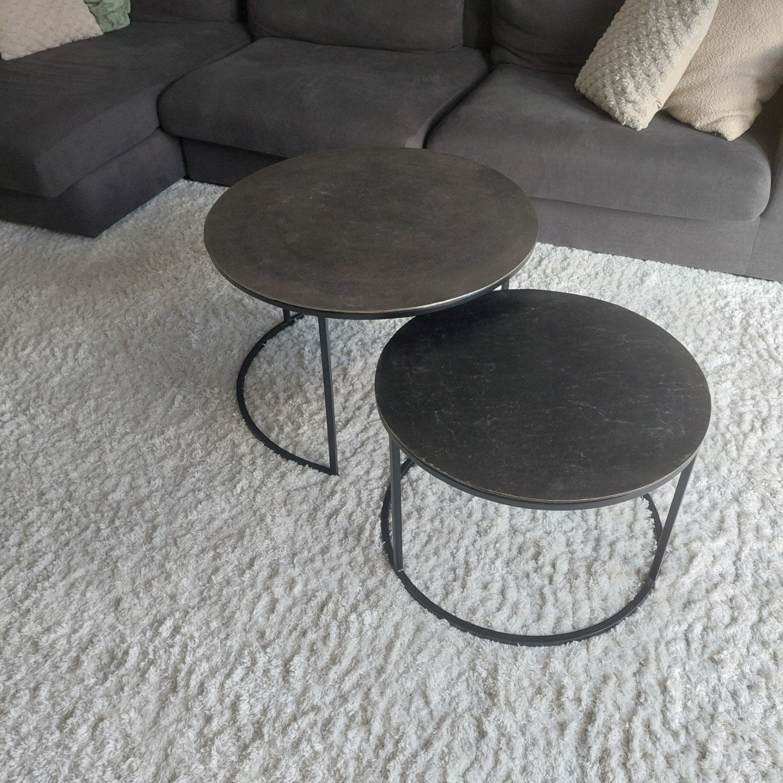 Set van 2 ronde salontafels, nestbaar, Ophalen, Rond, 50 tot 100 cm, 50 tot 100 cm