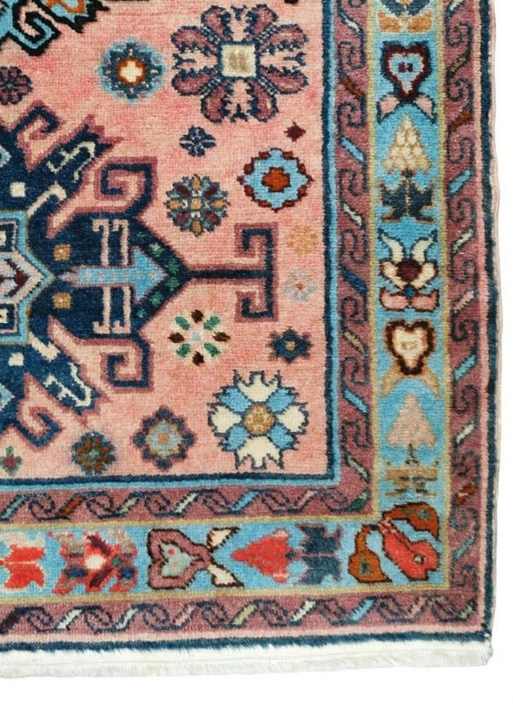 Handmade Persian wool Mini Kazak carpet Kaukas 87x123cm, Huis en Inrichting, Stoffering | Tapijten en Kleden, Gebruikt, 100 tot 150 cm