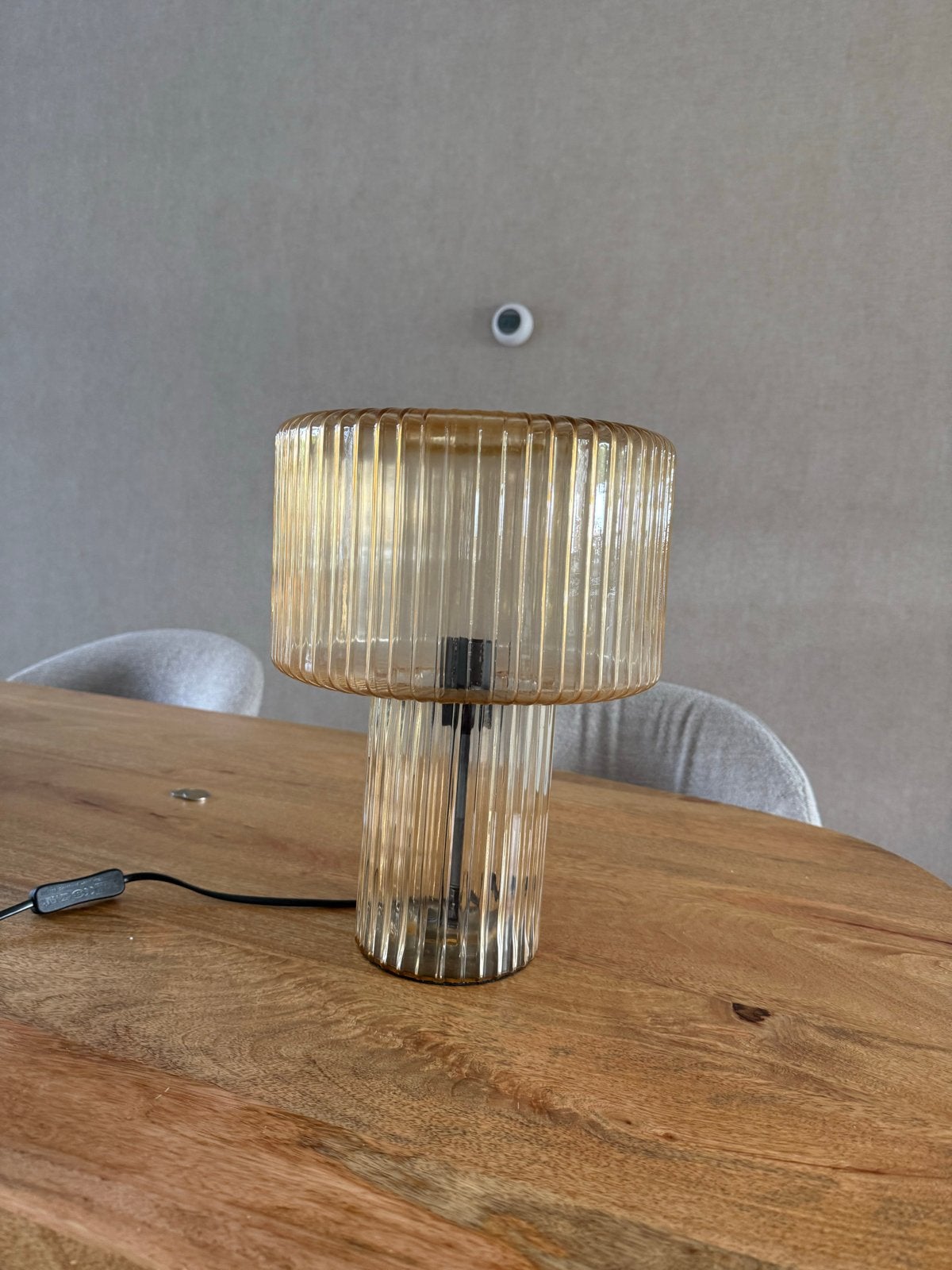 Kwantum Tafellamp Amber Glas - Zo goed als nieuw, Ophalen, Met schakelaar, Overige merken, E27 (groot)
