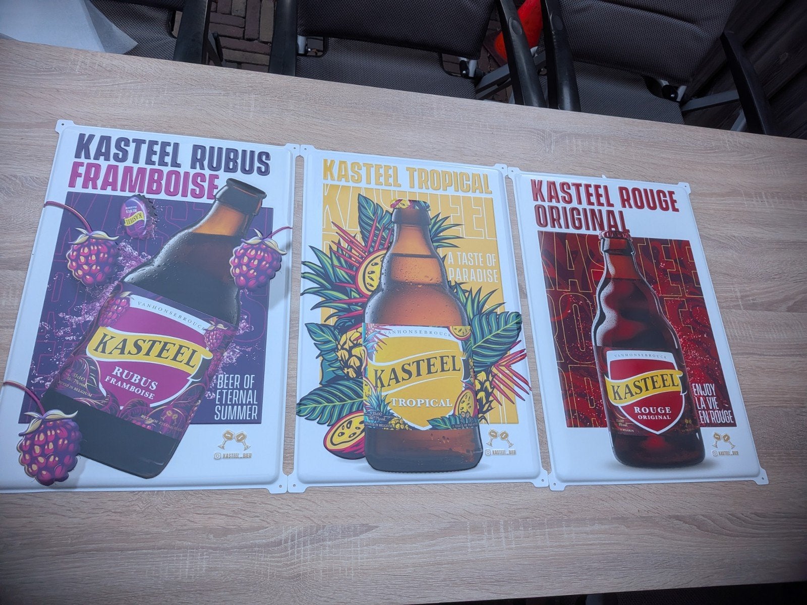 Kasteel Bier Metalen Wandborden - Set van 3, Ophalen of Verzenden, Zo goed als nieuw