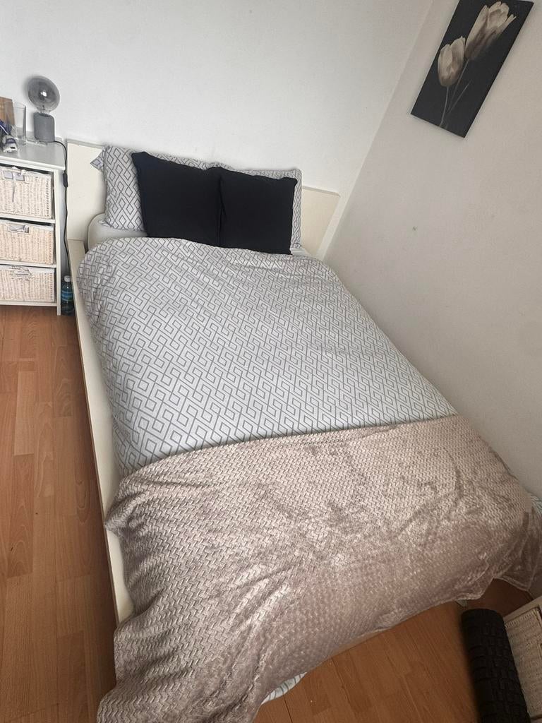 Ikea malm bed 140x 200, Huis en Inrichting, Ophalen, 90 cm, Wit, Tweepersoons