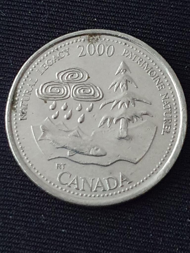 25 cent munt uit 2000 Canada natuurlijk erfgoed., Ophalen of Verzenden, Noord-Amerika, Losse munt