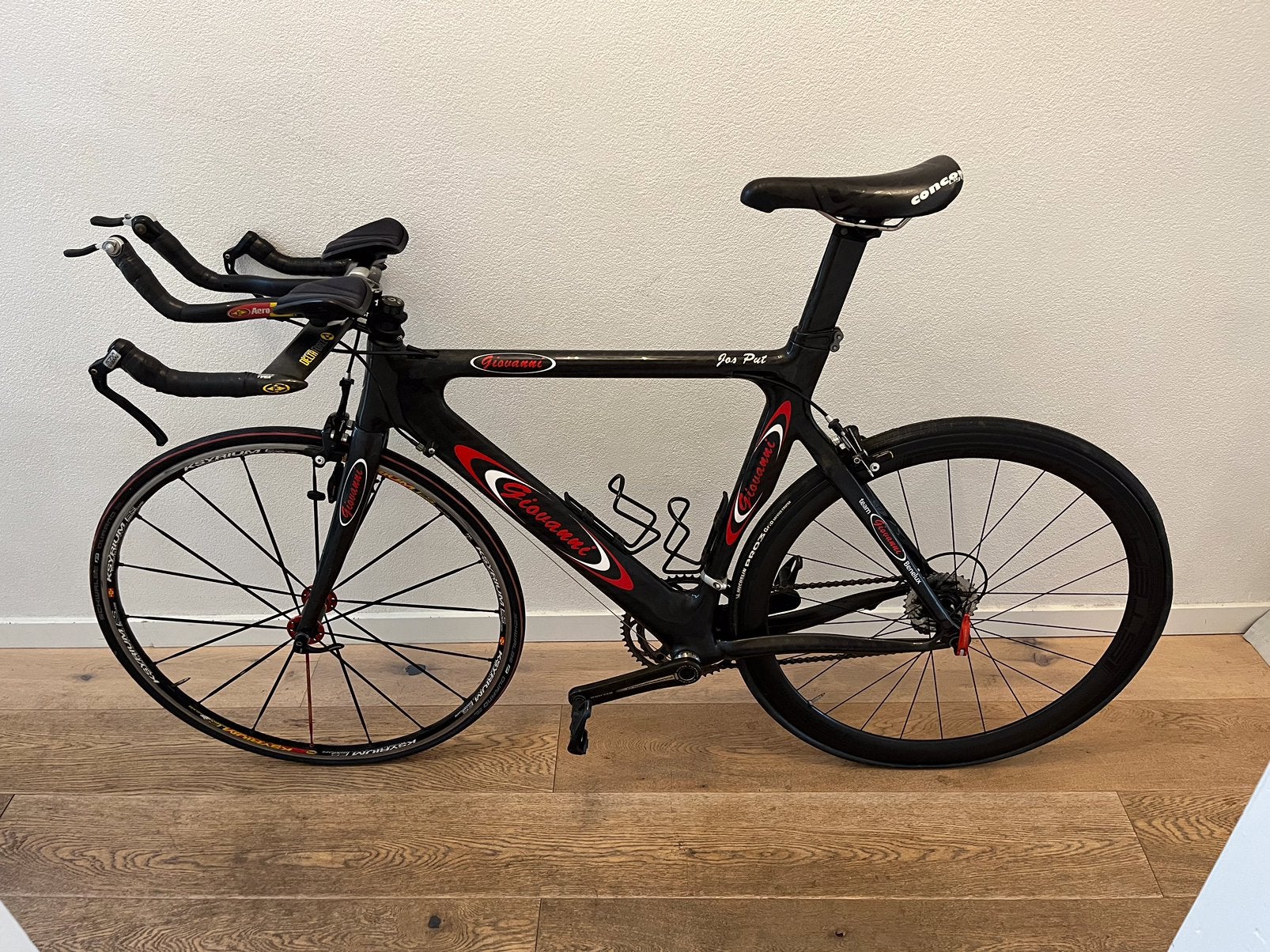 Carbon Giovanni Triathlonfiets Campagnolo Record Titanium, Carbon, 10 tot 15 versnellingen, Heren, Zo goed als nieuw