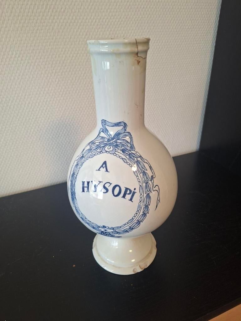 Antieke apothekersvaas A Hysopi, Ophalen of Verzenden
