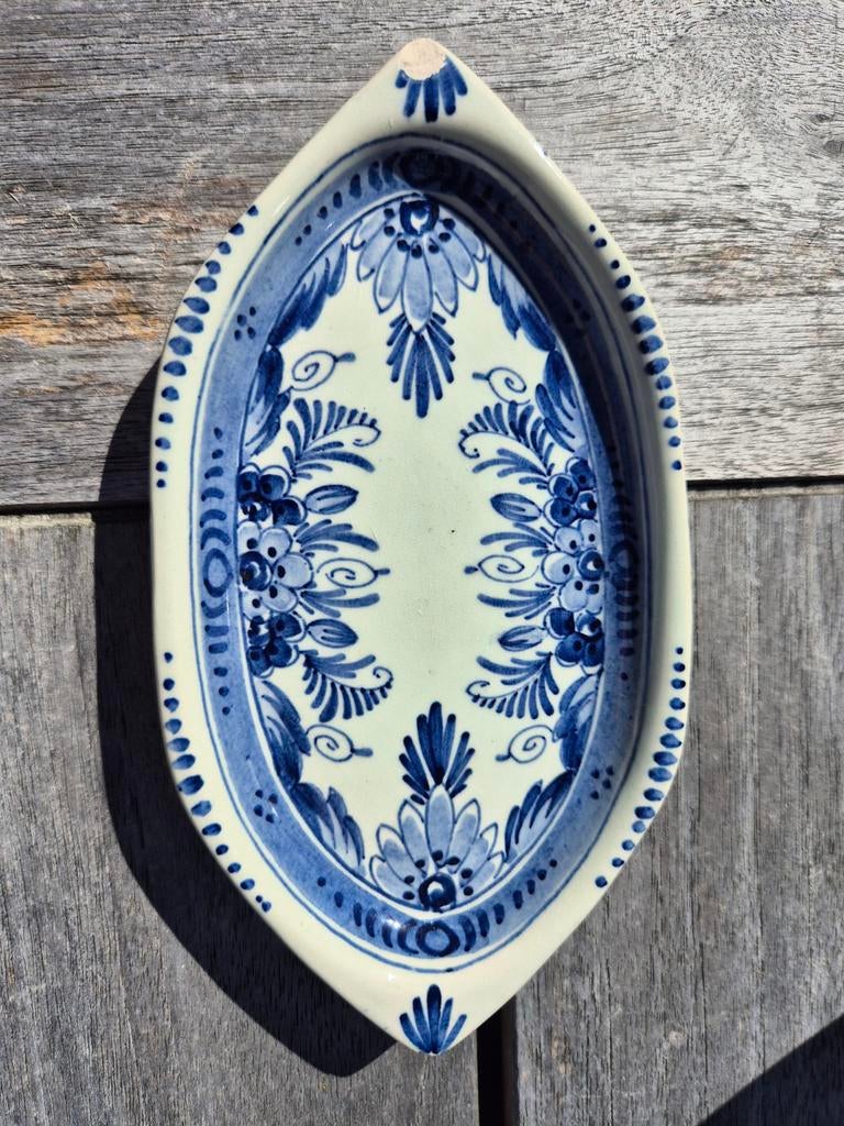 Delfts Blauw Schuitvormig Schoteltje 'ELESVA', Antiek en Kunst, Ophalen