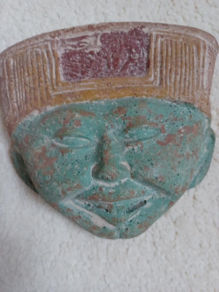 Decoratief Maya masker hoofd, Antiek en Kunst, Kunst | Niet-Westerse kunst, Ophalen of Verzenden