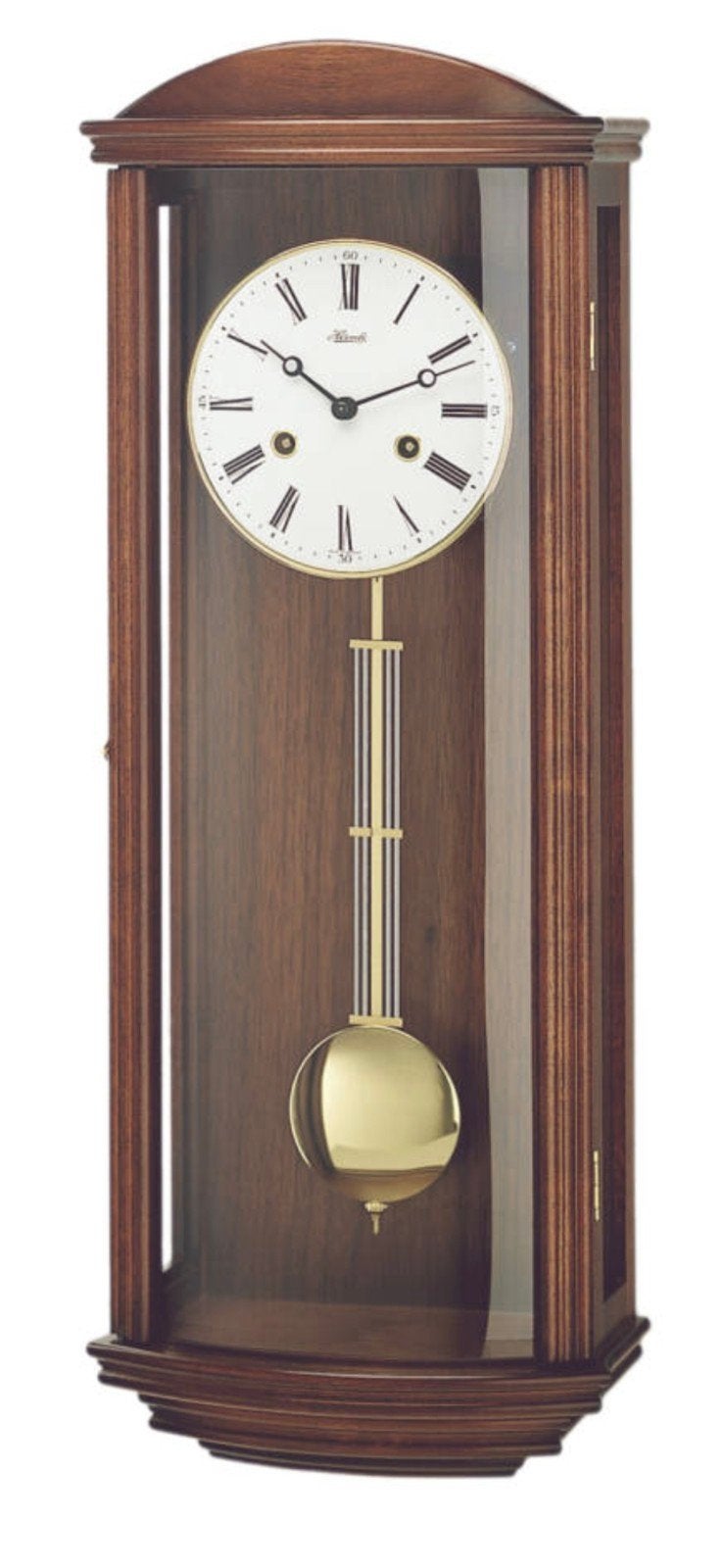 HERMLE wandklok regulateur notenhout met slagwerk z.g.a.n., Ophalen of Verzenden