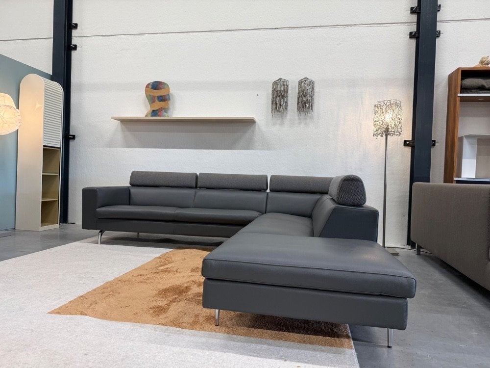 Nieuw Leolux Horatio Hoekbank Grijs leer Design Bank 290x280, 250 tot 300 cm, Leolux, Info@leolux.nl, Hoekbank