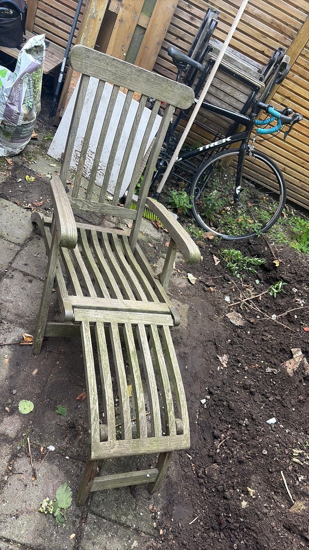 Teak ligstoel (2 stuks), Tuin en Terras, Ophalen, Gebruikt, Teakhout