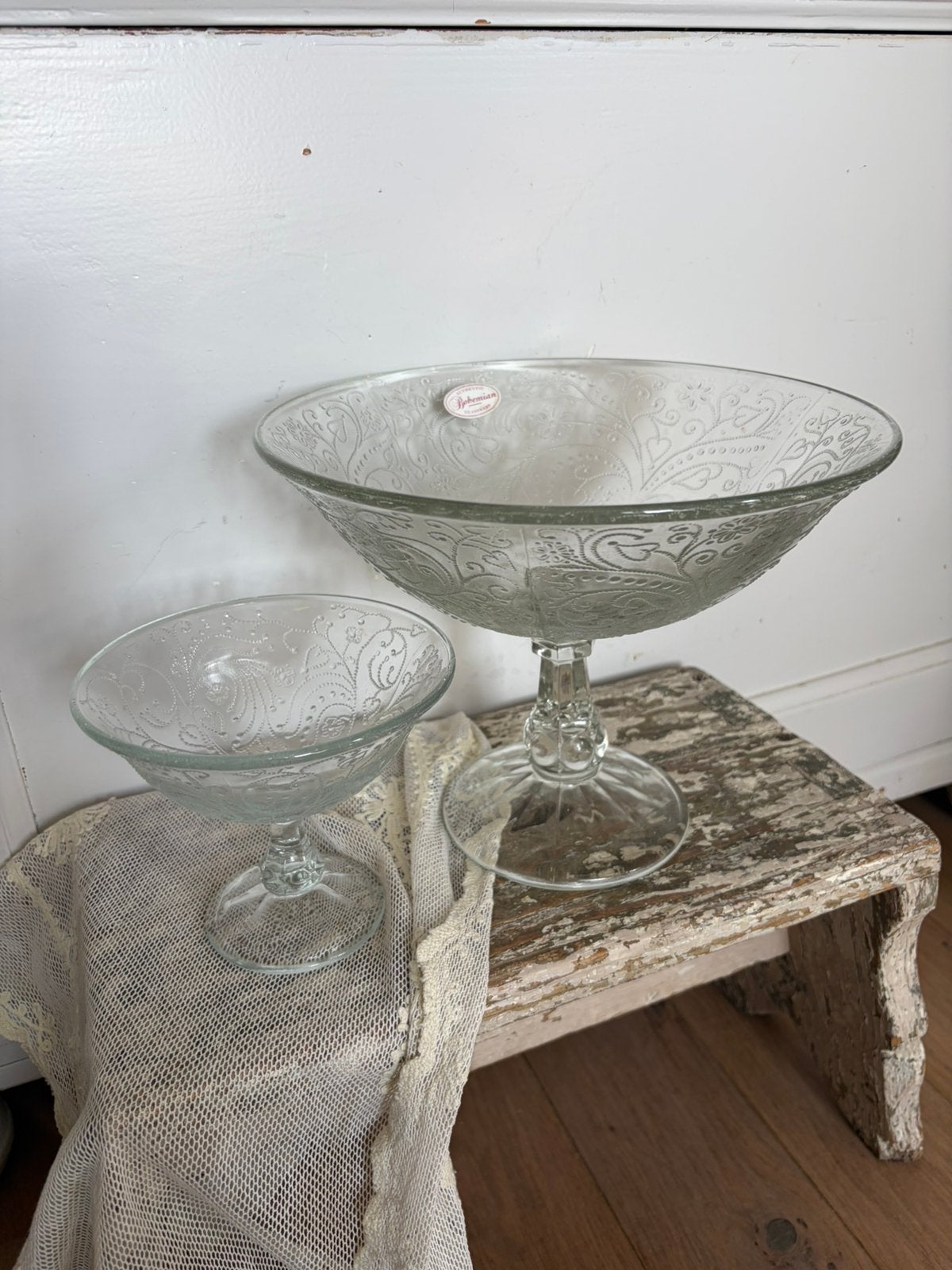 Autentic Bohemian glas op voet ( 2), Ophalen of Verzenden