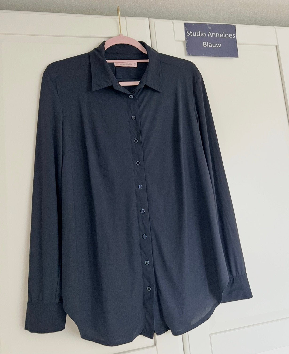 Studio anneloes poppy blouse L zwart travelstof, Kleding | Dames, Zwart, Maat 42/44 (L), Ophalen of Verzenden, Zo goed als nieuw