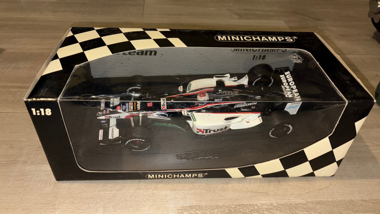 European Minardi Cosworth PS03 Jos Verstappen 2003 1:18, Ophalen of Verzenden, Gebruikt, Formule 1