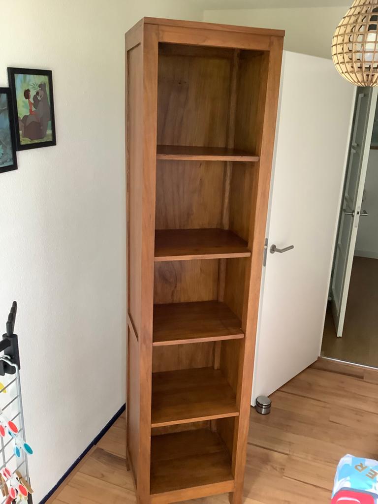 Teakhouten boekenkast,, Huis en Inrichting, Kasten | Boekenkasten, Ophalen, Met plank(en), Gebruikt, 200 cm of meer