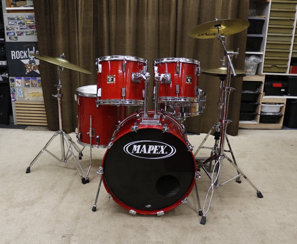 drumstel: mapex maple rood 22/12/13/16/14sn bekkenset, Gebruikt, Jouwdrumstel@gmail.com, Ophalen, Overige merken