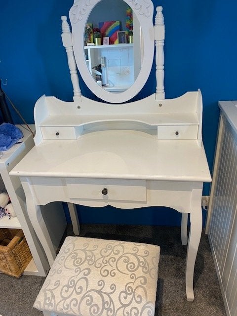 Kap / Make-up tafel Vintage met spiegel, Ophalen, Gebruikt, 100 tot 150 cm, Vintage