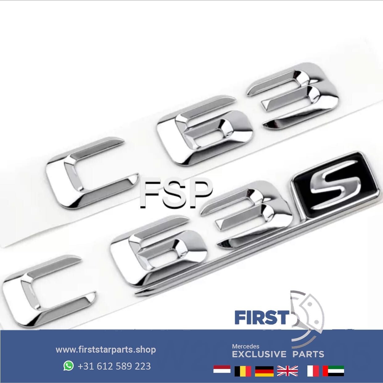 W205 C205 A205 S205 C63S EMBLEEM CHROOM LOGO Mercedes C Klas, Gebruikt, -, Ophalen of Verzenden, Achter