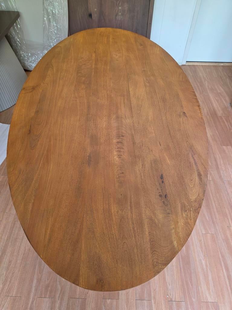 Eettafel Solana naturel 240 cm - Massief blad, kolompoot, Ophalen, Info@meubeloutletmeppel.nl, 100 tot 150 cm, Solana