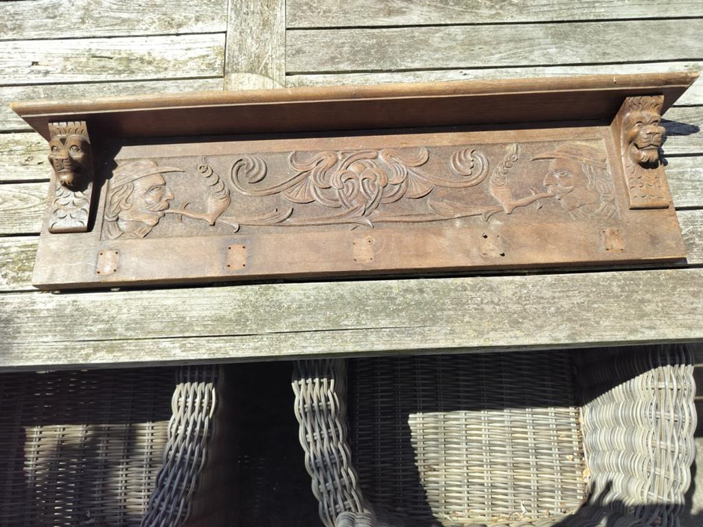 Antieke houten kapstok met houtsnijwerk, zonder haken, Ophalen of Verzenden