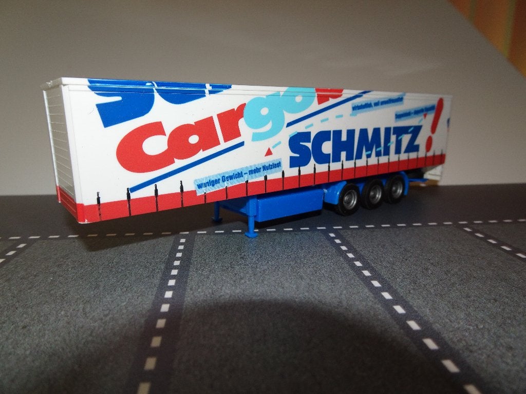 954 awm herpa go schmitz schuifzeil oplegger demo 1:87 truck, Ophalen of Verzenden, Zo goed als nieuw, Bus of Vrachtwagen, AWM