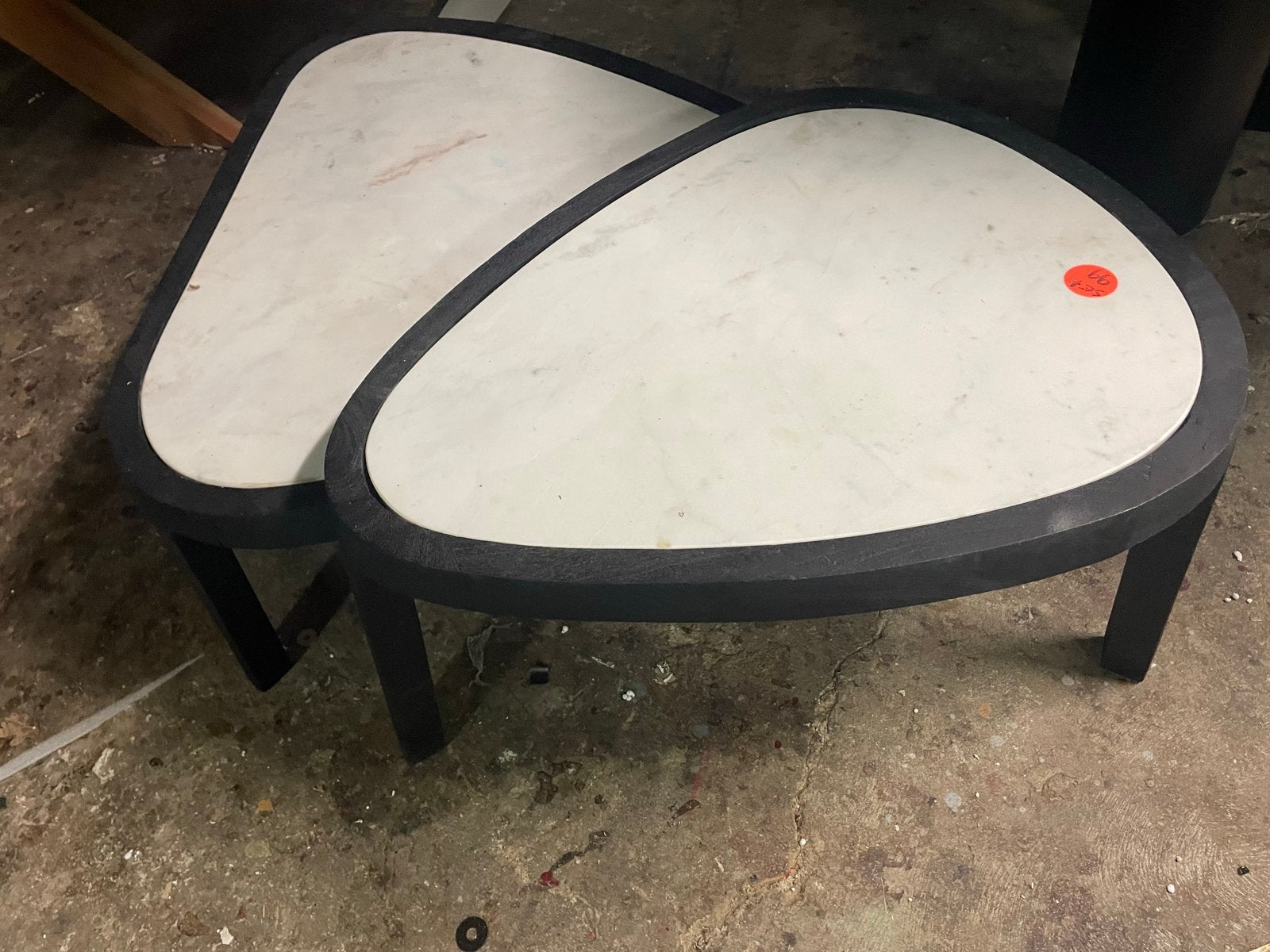 Salontafel set wit marmer zwart mangohout organische vorm, Huis en Inrichting, Tafels | Salontafels, Ophalen, Overige materialen
