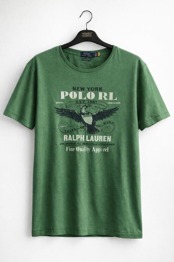 Ralph Lauren groene T‑shirt met vintage opdruk – maat L, Maat 52/54 (L), Ralph Lauren, Ophalen of Verzenden, Zo goed als nieuw
