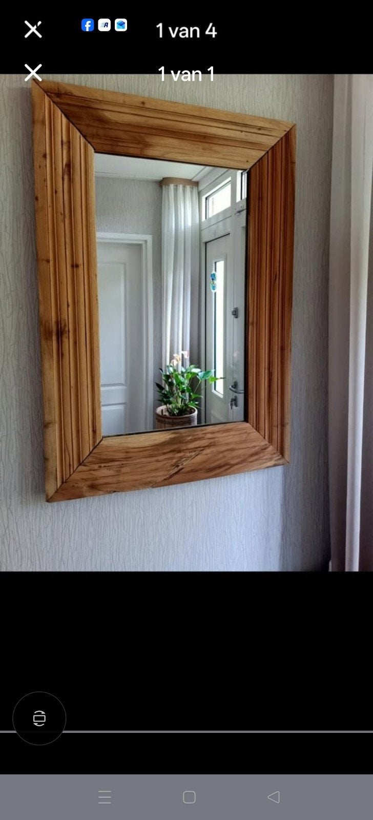 teakhouten spiegel, Ophalen, Rechthoekig, 50 tot 75 cm, Minder dan 100 cm