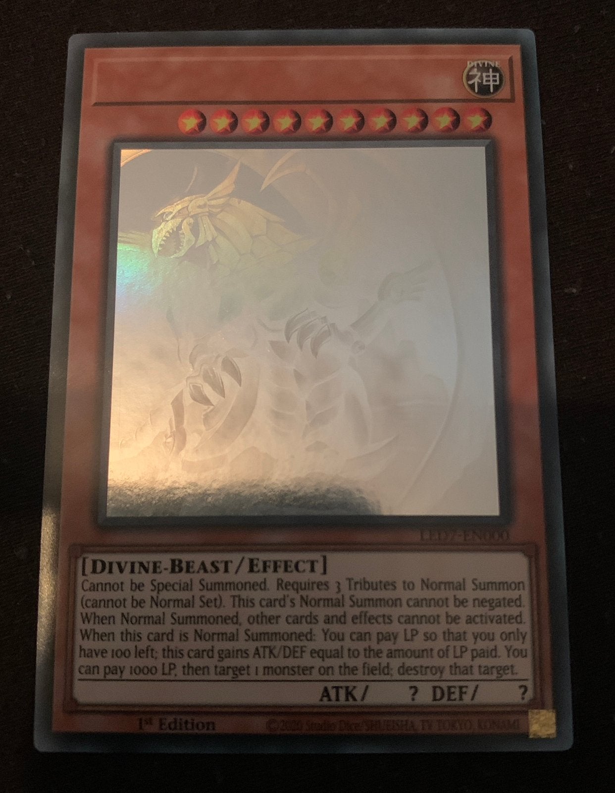 [Misprint] Winged Dragon of Ra LED7 1st edition {Ghost Rare}, Ophalen of Verzenden, Nieuw